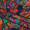 1 Yard Silk Charmeuse Fabric Green, Blue and Orange Sketched Jacobean Floral 54 inch Width